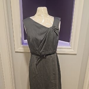 White House Black Market One-Shoulder Charcoal Dress-BR